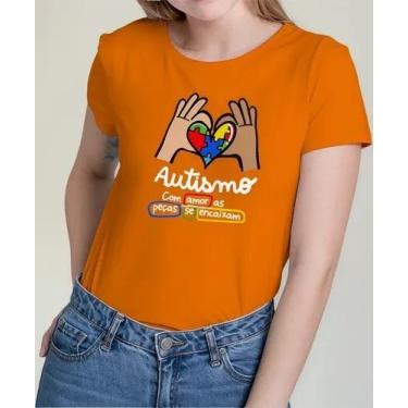 Imagem de Camiseta Camisa Algodão Feminina Masculina Adulto Campanha Abril Azul 