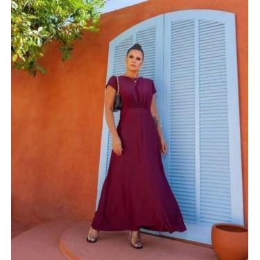 Imagem de Vestido Longo Serena Moda Evangélica Feminina, Vinho, Unico