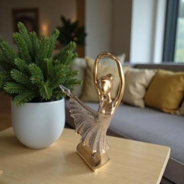 Imagem de Estatua de Bailarina classica Dourado com glitter estatueta decorativa