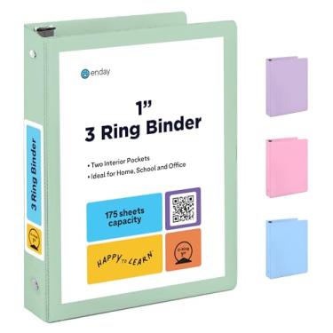 Imagem de Enday Fichários de 2,5 cm, 3 anéis (verde pastel) e 3 fichários de 2,5 cm, capa transparente para papel de carta de 21 x 28 cm e 2 bolsos internos, ideal para material escolar, escritório e casa.