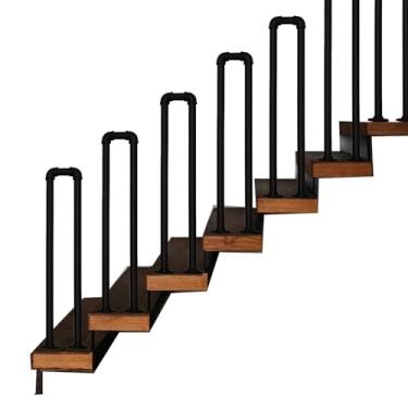 Imagem de AkosOL Corrimãos de corrimão para escadas industriais conjunto de corrimãos de escada de metal corrimãos de transição para escadas corrimãos interiores para terraço corredor jardim trilho de escada