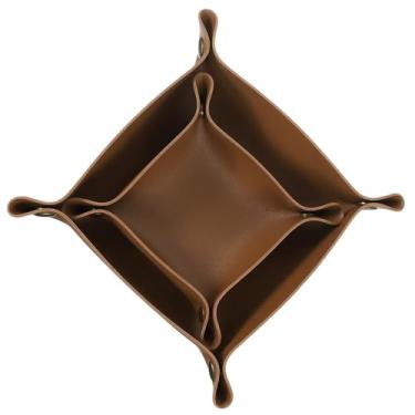 Imagem de AKEIE Bandeja de joias de couro PU premium para casa e escritório, mesa de entrada portátil mesa de cabeceira mesa de cabeceira prato de viagem para chave carteira relógio moeda (2 peças tamanho: 25