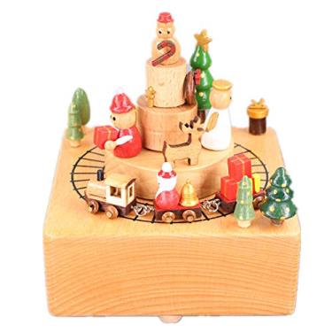 Imagem de Caixa de música colecionável caixa de música de madeira sonhadora artesanato de madeira decoração presentes (cor: Cor da imagem Tamanho: 11 x 11 x 15 cm)