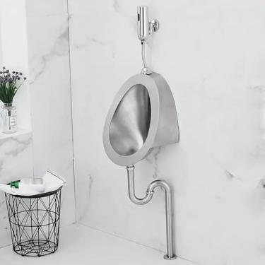 Imagem de pcagfaajmh Mictório de aço inoxidável 304, mictório de descarga masculino montado na parede, mictório de vaso sanitário masculino público, mictório de respingos com sensor, para escolas, hospitais