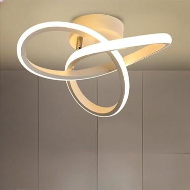 Imagem de Luminária de Teto LED Moderna 3 Cores (110V/220V) Plafon Lustre para Sala, Quarto, Cozinha, Corredor, Banheiro – Estilo Minimalista(Estilo A/Branco(110V-220V))