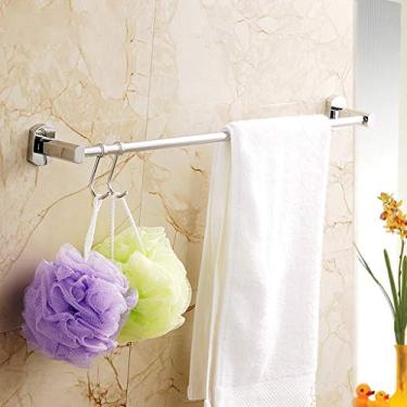 Imagem de CGKs6anmU Prateleira de banheiro acessório de banheiro toalheiros únicos barra de toalha de cozinha montada na parede em suporte de toalha simples cromado 1011 (tamanho: 55 cm) (55 cm)