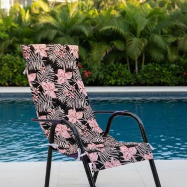 Imagem de Capa Protetora para Cadeira Espreguiçadeira 1 Lugar Estampa Floral Poliéster Acab Matelassado Durável e Resistente Rosa