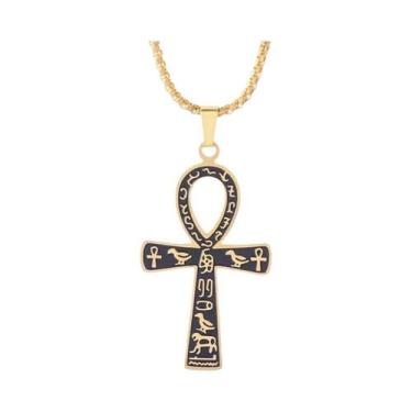 Imagem de Colar Com Pingente Cruz Ankh Egípcia Retrô Masculino, Acessório Person