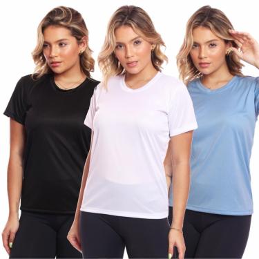 Imagem de Kit 3 Camisas Academia Esportiva Com Proteção Uv Feminina-Feminino