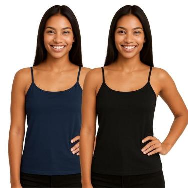 Imagem de Kit 2 Blusas Regata Feminina de Alcinha Lisa-Feminino