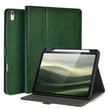 Imagem de AsileCuir Capa feita à mão para iPad A16 11ª geração 11 polegadas 2025/iPad 10ª geração 10,9 polegadas com bolso para lápis, suporte de vários ângulos, fecho magnético, capa de couro vegano, hibernar