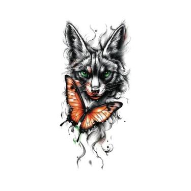 Imagem de Adesivo Temporário De Tatuagem À Prova d'Água De Leão, Lobo E Tigre Pa