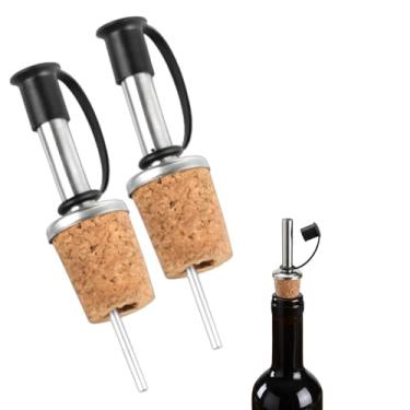 Imagem de Bico Dosador em Aço Inoxidável com Tampa Rolha, 8,5cm, para Garrafas de Vinho, Azeite e Vinagre, 2 Peças