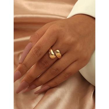 Imagem de 1 anel minimalista espelhado aberto em forma de gota joias femininas joias finas para mulheres vida diária namoro decoração para festa de formatura