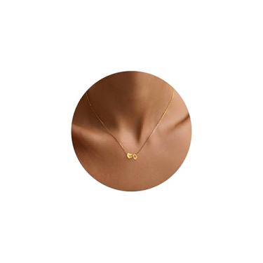 Imagem de MOMOL Colar com inicial de coração minúsculo para mulheres, banhado a ouro 18 K, delicado e nome, presente personalizado para o Natal, Small, Aço inoxidável, Sem Pedra Preciosa