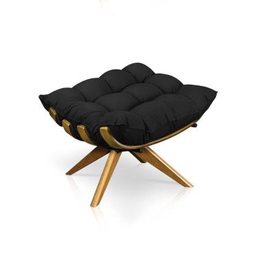 Imagem de Puff Giratório Costela Suede Base Madeira Drossi - Preto