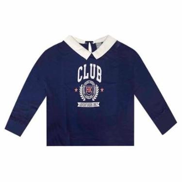 Imagem de Blusa Hering Infantil Manga Longa Cropped Azul-Feminino