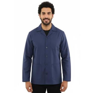 Imagem de Jaleco Profissional de Brim Marinho com Manga Longa - DEMORGAN, Marinh