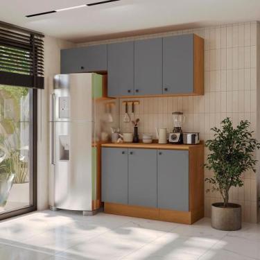 Imagem de Armário de Cozinha Compacta 200cm Canela/Cinza Sagrado Pixel Kappesber
