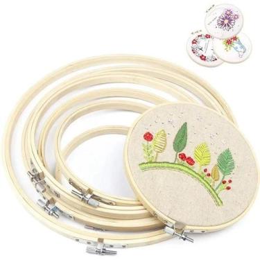Imagem de Conjunto De Bastidores De Bordado De Bambu 6 Peças Redondos Para Ponto