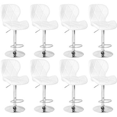 Imagem de Kit 08 Banquetas Slim Estofada Giratória com Regulagem de Altura - Bra