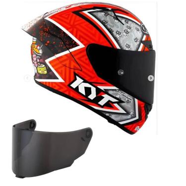 Imagem de Capacete KYT TT Course Gino Rea Branco e Laranja Mais Viseira Fumê