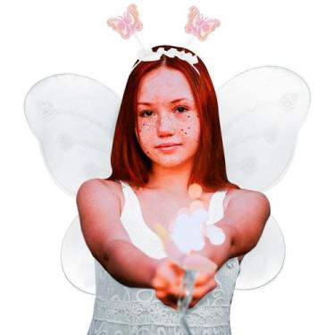 Imagem de Fantasia Fada Infantil Asa Vara Magica Tiara E Saia Asinha Sainha Arqu