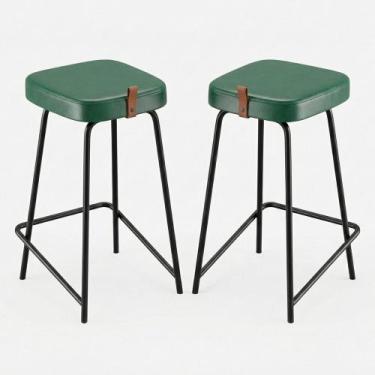 Imagem de Kit 02 Banquetas Médias Para Cozinha Vik Estofada material sintético V