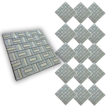 Imagem de Pastilha De Vidro Adesiva Kit 15 Uni Banheiro Cozinha Lavabo Sala Decorativa Moderna Reforma Requintado Aplicacao Facil