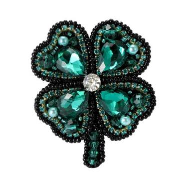 Imagem de Broche Unissex Feminino De Trevo Com Strass E Cristais, Acessório De J
