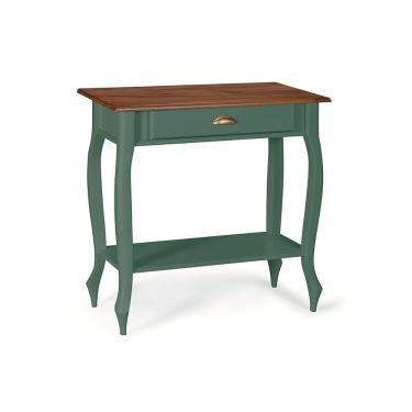 Imagem de Bancada Aparador Mini Lavabo 1 Gaveta Pés Luiz XV Dália 3062 Linz Móveis - Verde Musgo/Imbuia Glazer