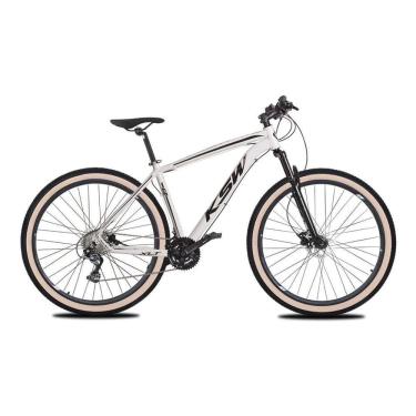 Imagem de   Bicicleta Aro 29 Ksw Xlt 24v K7 Câmbios Shimano Freio Hidráulico Garfo com Trava Pneu Faixa Bege - Branco