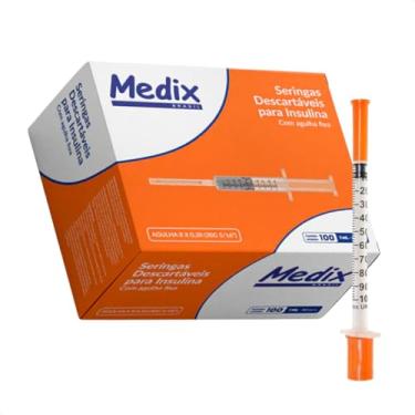 Imagem de Medix Seringa De Insulina (1Ml) 100Ui Com Agulha Fixa 12 7X0 33 - Caixa Com 100 Unidades