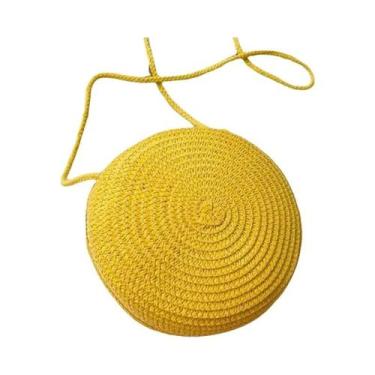 Imagem de Bolsa de Palha Minimalista Redonda - Bolsa Crossbody para Mulheres, Am