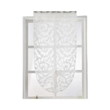 Imagem de Cortina Moderna Branca E Preta Para Cozinha, Curta, Com Amarração, Par