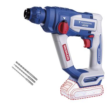 Imagem de Martelete Perfurador Rompedor 20V SDS-Plus Tramontina by TOTAL Brushless 1,8 J com 3 Brocas