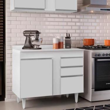 Imagem de Balcão de Cozinha Lavanderia com Tampo 02 Gavetas Bia 100 cm L06 - D'R