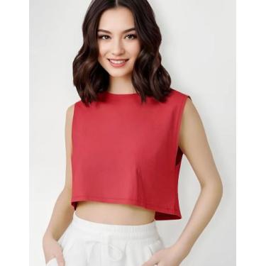 Imagem de Kit 2 Cropped Feminino Regata Gola Redonda Tribo Livre, Azul marinho, 