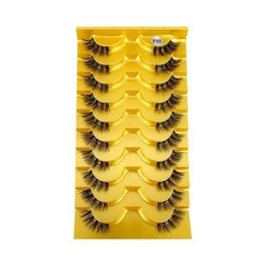 Imagem de Cílios Postiços De Visom Meio Olho Volumosos 10 Pares Com Faixa Transp