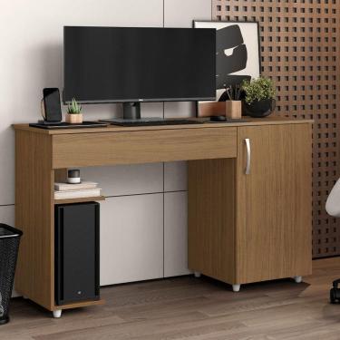 Imagem de Mesa para Computador Retangular Daurea Atacama A09 1 Gaveta MDF 136cm Amadeirado