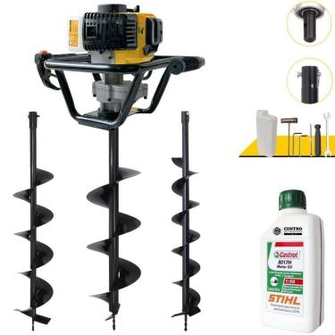 Imagem de Perfurador de Solo PSL517 à Gasolina 51,7CC 1,8HP com Brocas 80X20CM 80X15CM Amarelo Lynus