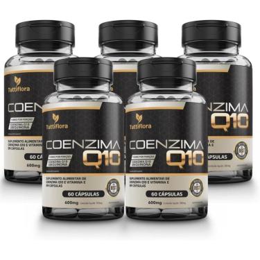 Imagem de Kit Com 05- Coenzima Q10 100mg Por Porção (Ubiquinona) Com Vitamina E 60 Cápsulas Tutti...