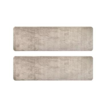 Imagem de Kit 2 Passadeiras Beira de Cama Apolo Areia 50x100cm Shaggy Felpuda An