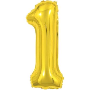 Imagem de Balão Metalizado Número 1 Dourado 40CM 1 - Make
