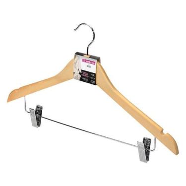 Imagem de Cabide de Madeira Adulto Com Presilha 45 Cm Resistente - Sanremo