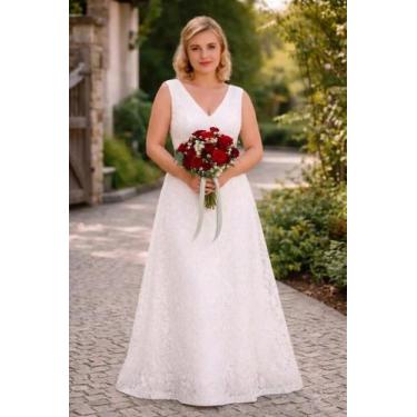 Imagem de Vestido Longo Renda 85 Noiva Festa Plus Size Civil Casamento - Bella F