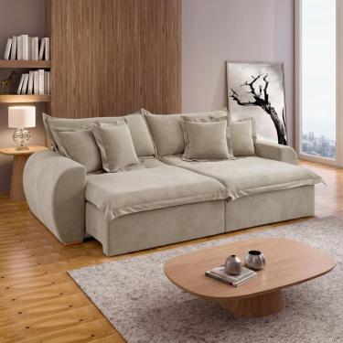 Imagem de Sofá Cama Retrátil e Reclinável 2 Lugares 220cm Imperatriz Bege