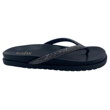Imagem de Tamanco Papete com Strass Softli Preta 10050 - Preto 35, Preto, 35