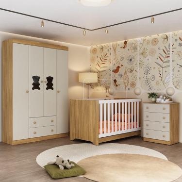 Imagem de Quarto de Bebê Completo com Berço Americano 3 em 1 Teddy MP4648 4 Portas 6 Gavetas Made...