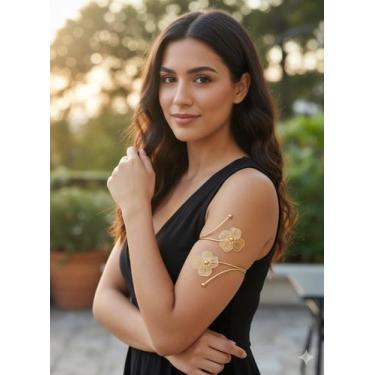 Imagem de Bracelete Folheado Dourado Flor Elegância e Estilo - Deusa Modas
